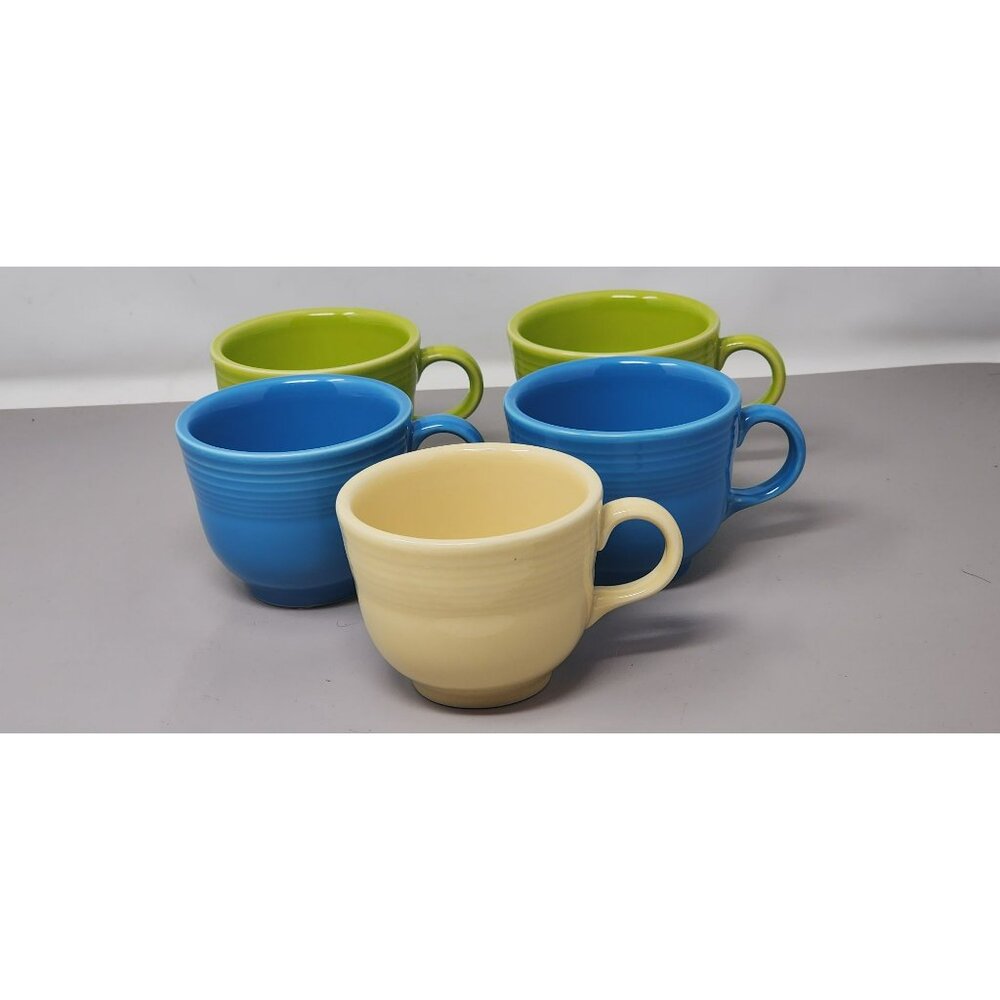 Set Of 5 Homer Laughlin Fiestaware Assorted Colored Ceramic Mugs‎ With Handle